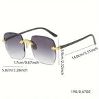 3PCS Square Rimless Sunglasses Women Luxury Brand Designer Summer Red Glasses Fashion Sun glasses For Men UV400 Shades Oculos