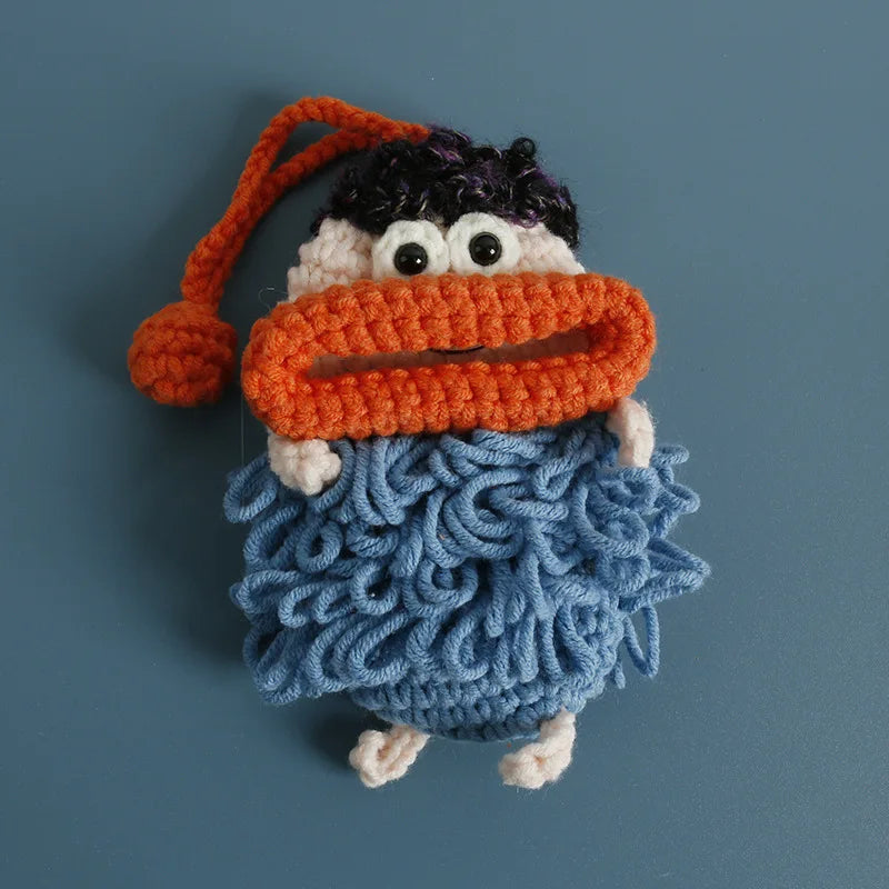 Cute Fruit Series Sausage Mouth Doll Crochet Keychains Custom Knitting Bag For Car Keys Holder Funny Doll Bag For Keys Storage