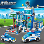 City Police Station Building Block Group Boy DIY Car Brick Police Station Model Building Children's Educational Toy Gift