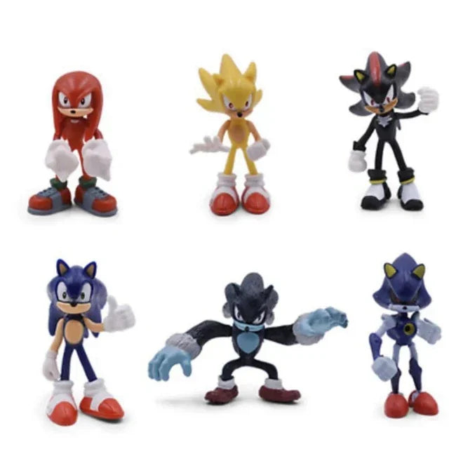 6Pcs/Set 6-7cm Sonic Figures Toy Pvc Toy Shadow Tails Characters Figure Toys For Children Animals Toys Set Free Shipping