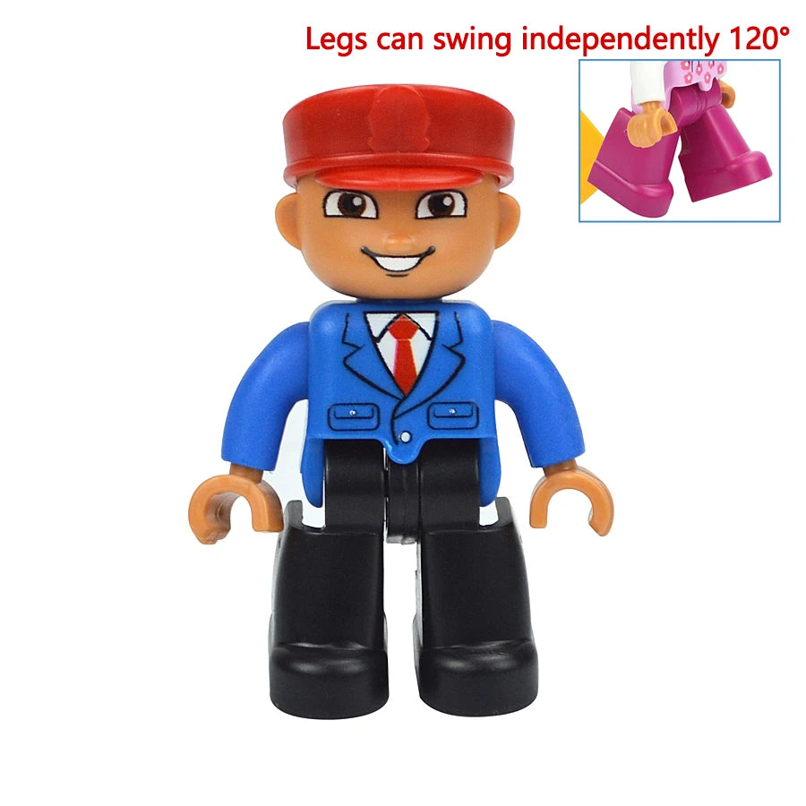 Big Size Figures Building Block Doll Family Farmer Pirate Worker Doctor Policemen Large Brick Compatible Build House Duploes Toy