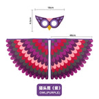 Bird Cosplay Costume Stage Performance Owl Peacock Wings Bird Felt Cape with Mask for Girls Boys Halloween Party Cloak