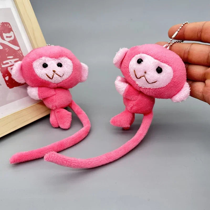 Long Tailed Monkey Keychain Cartoon Plush DIY Doll Pendant Backpack Accessory Gift for Children Girls