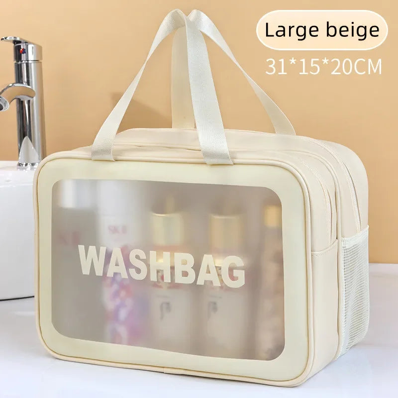 Dry & Wet Separation Transparent PU Makeup Bag