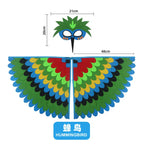 Bird Cosplay Costume Stage Performance Owl Peacock Wings Bird Felt Cape with Mask for Girls Boys Halloween Party Cloak