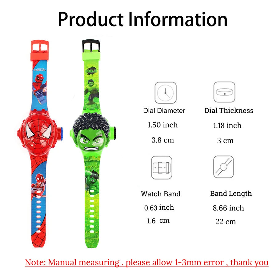 Fashion Spider-Man Projection Kids Watches for Boys Captain America Iron Man Children's Watch Digital Clock Student Toys Gifts