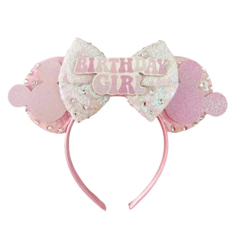 Mouse Ears Headband Cartoon Sequin Bows Headband Birthday Party Christmas Halloween Princess Cosplay Costume For Women Adult