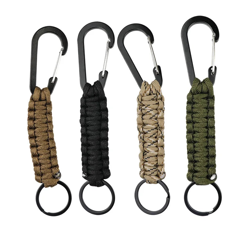 Outdoor Umbrella Rope Keychain Self Defense Lanyard Survive Knot Steel Ball Buckle Tactical Security Tool Carabiner
