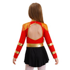 Girls Circus Ringmaster Lion Tamer Halloween Outfits Cosplay Costume Fringe Epaulet Jumpsuit Magician Bodysuit Tulle Dress