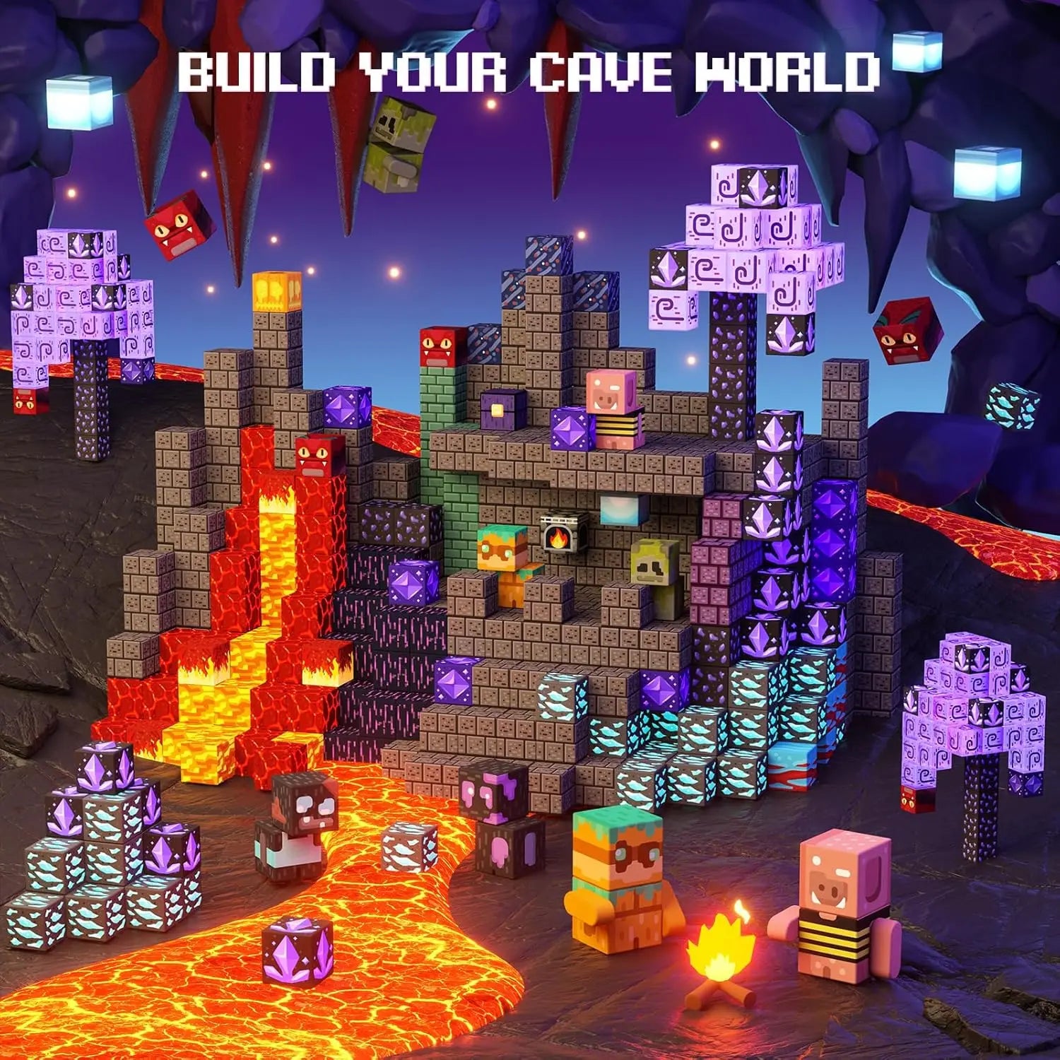 Magnetic Building Blocks Mine World Magnetic Cave World  Brick Cube Toys Set STEM Sensory 2025 Best Gift for Boy Girl Children