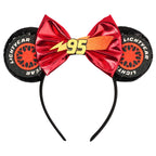 Disney Anime Cars Ears Headbands Women Sequins Bow Hairband Girls Pixar 95 Lightning McQueen Hair Accessories Kids Headwear Gift