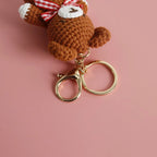Cute Small Bear Doll Keychain For Couple Gifts Handmaking Crochet Cartoon Bear Keychain Knitting Animal Doll Custom Accessories