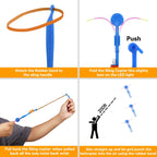 Outdoor Flash Rocket toy LED Lights Glowing Slingshot Rocket Helicopter Flying Toy Party Fun Gift Rubber Band Ejector Toys