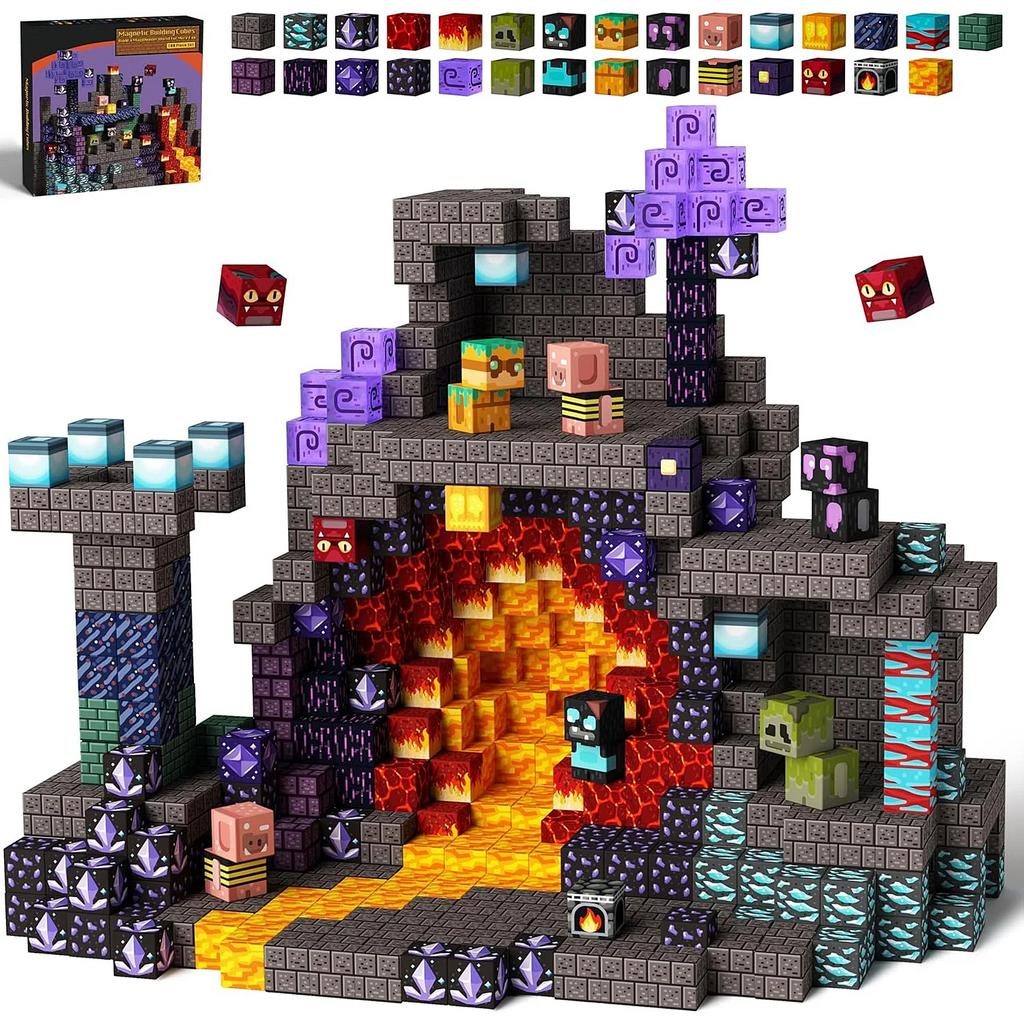 Magnetic Building Blocks Mine World Magnetic Cave World  Brick Cube Toys Set STEM Sensory 2025 Best Gift for Boy Girl Children