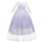 Disney Kid Girls Cosplay Frozen Elsa Mesh Costumes Snow Queen Elsa Princess Long Dress Halloween Party Carnival Clothes Vestido