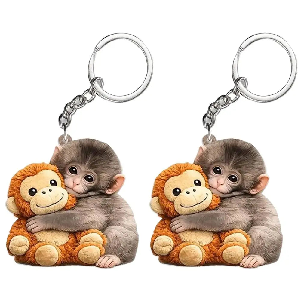 Funny Crochet Punch Monkey Keychain Cute Handmade Monkey Design Series Funny Keyring For Backpack Purse Keys Llavero 열쇠고리
