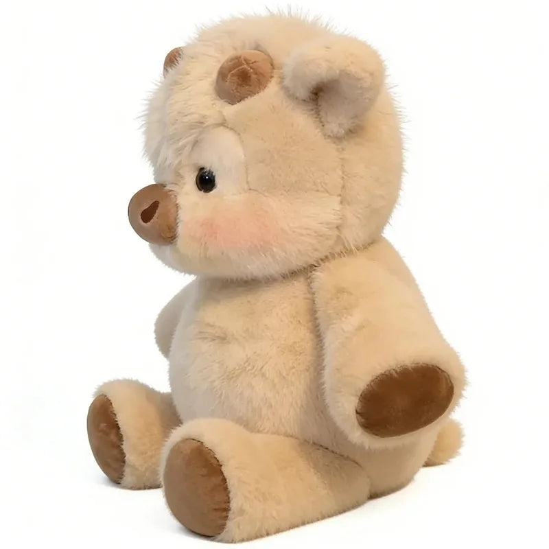 Adorable Highland Cattle Plush Toy 40cm - Huggable Running Cow Stuffed Animal Made with Premium Soft Fabric, Soothing Companion
