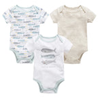 New Baby Boy Clothes Summer 100%Cotton Blue Grey Tie Print Three Piece Short Sleeve Bodysuit Pants vetements bebe For 0-12M