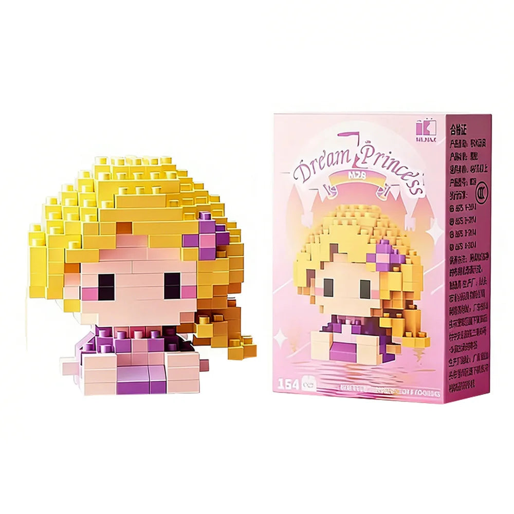 Disney 214 style Winnie LinaBell StellaLou Building Blocks Princess Cartoon Figrues Bricks Children's Assembly Toys Model Gift