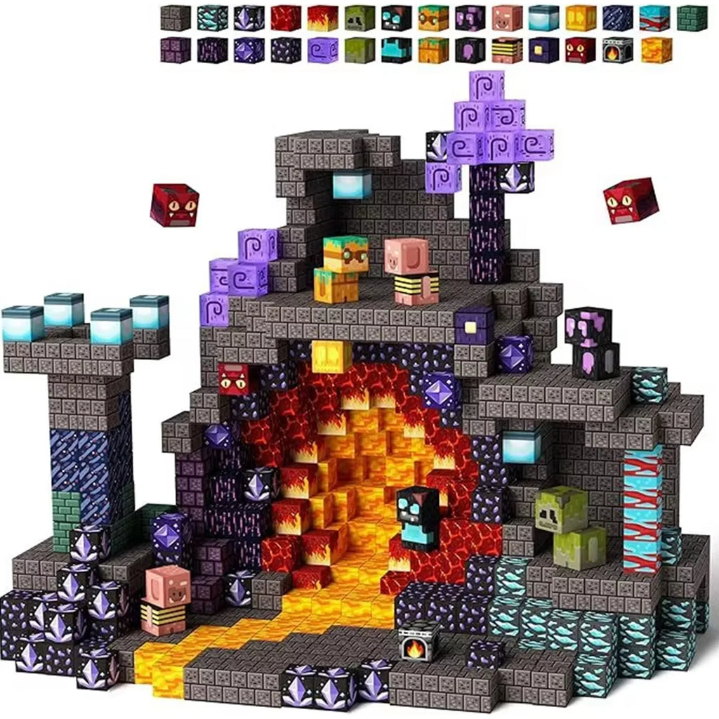 Sensory Montessori Stacking Cubes Construction Set Magnetic Building Blocks Magnet Cube Mine Set Toys Birthday Gift