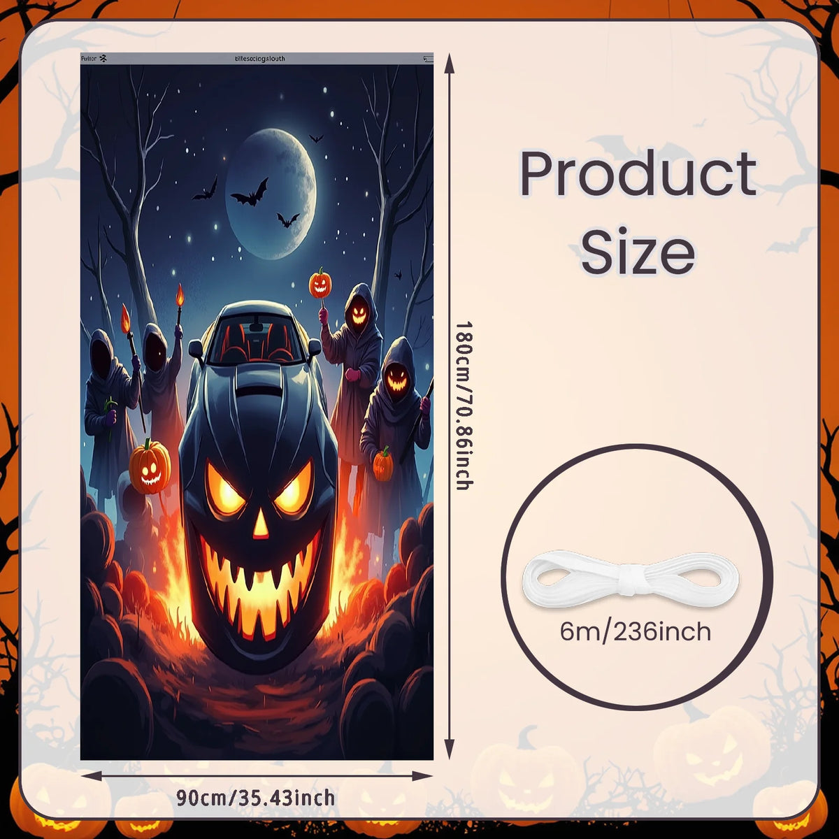 72.83x35.43 Inch Halloween Door Banner Polyester Ghost Hospital Scary Head Scene Decoration Halloween Party Supplies Photography