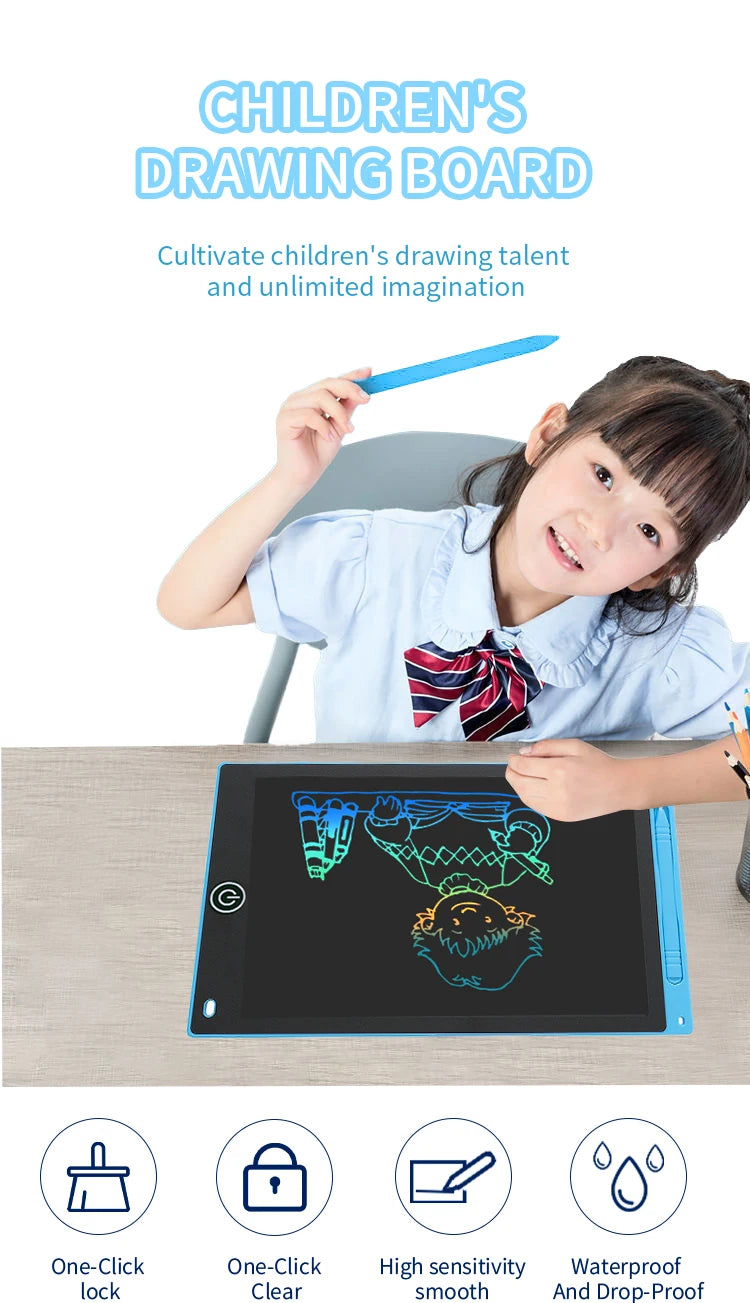 Multi-Size LCD Writing Tablet for Kids 6.5/8.5/10/12 Inch- Reusable Drawing Board, Eye Protection, Lock & Erase Educational Gift