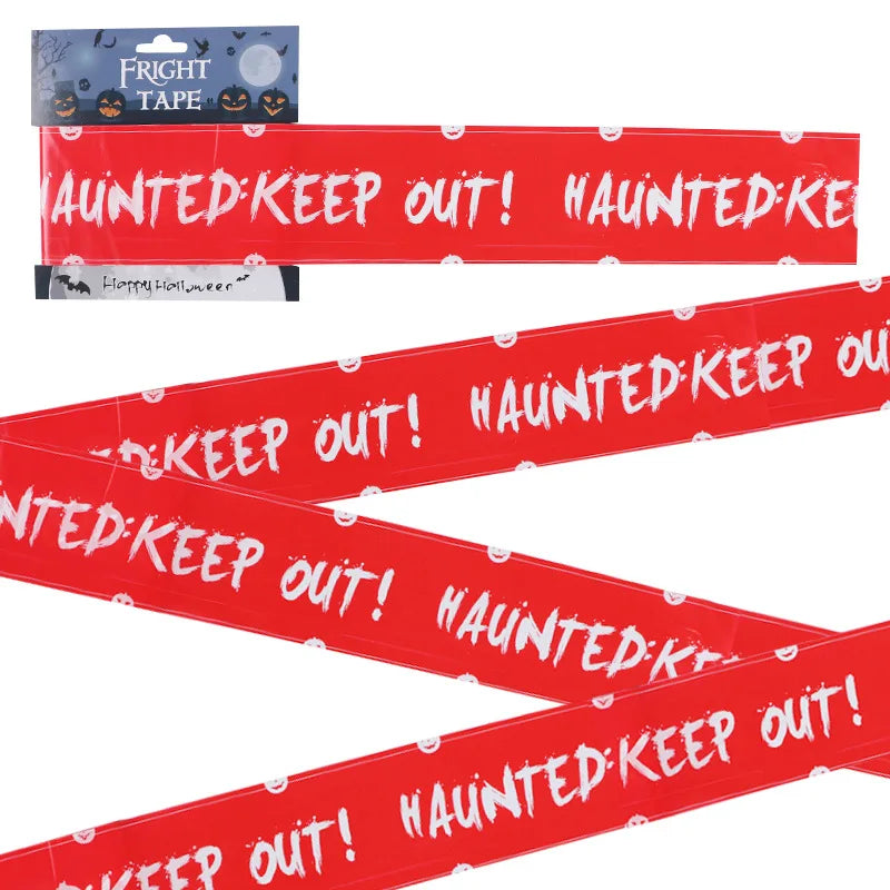 Halloween Warning Tape Signs Halloween Props Window Prop Party Danger Warning line 580x8.5cm Halloween Decoration Witch Balloons