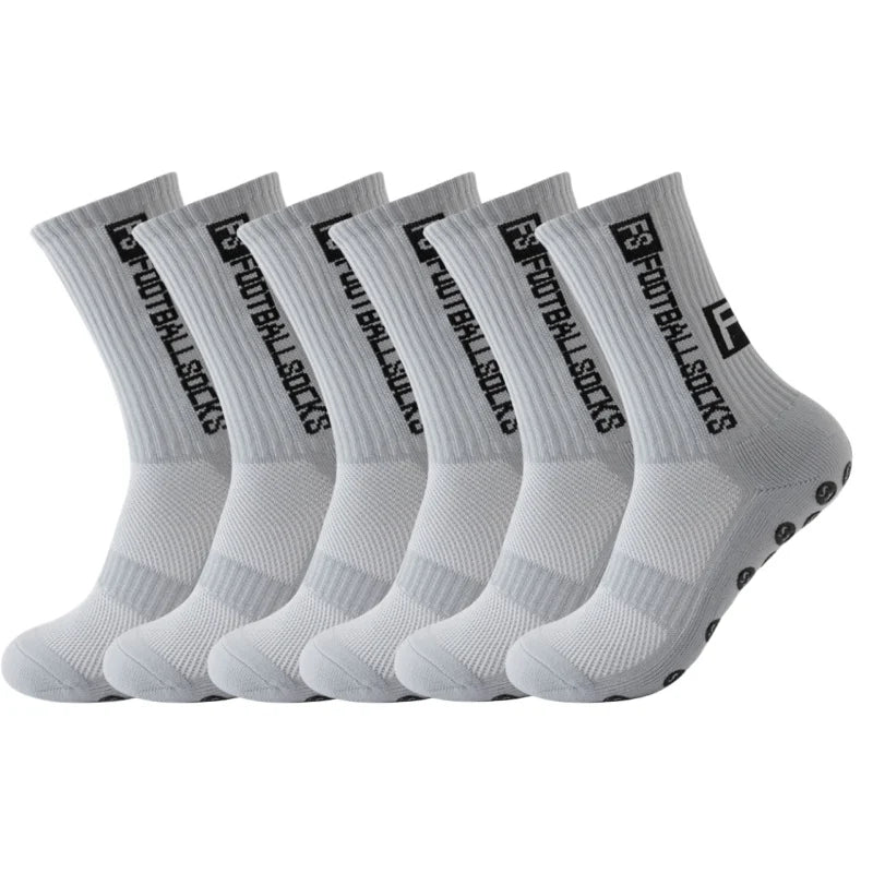 6Pairs/Lot FS Football Socks New Style Round Silicone Suction Cup Grip Anti Slip Soccer Socks Sports Men Baseball Rugby Socks