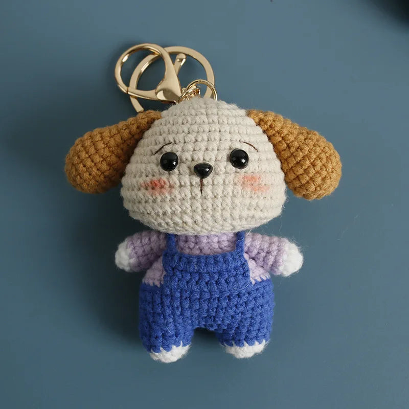 Cartoon Animal Doll Series Handmake Crochet Keychain Cute Sheep Doll Keyrings Crochet Puppy Keychains Gifts Custom Accessories