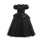 Halloween Costume For Kids Black Witch Dress Luxury Lace Sequin Evil Role Playing Costume Maleficent Dress Up Outfit Ghost Bride