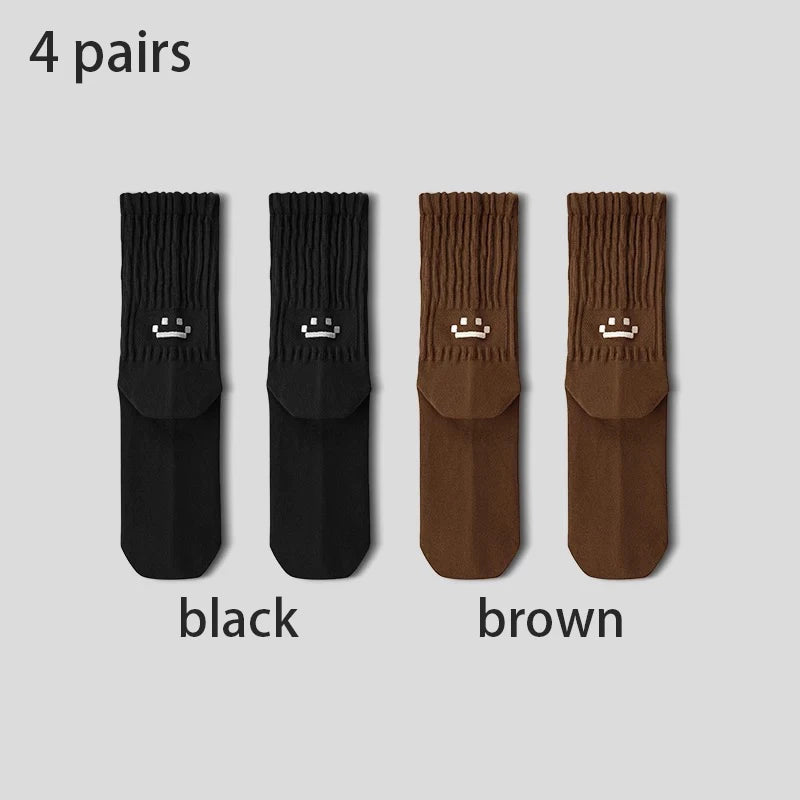 4 Pairs Men's Cotton Work Socks Long Running Breathable Ankle Crew Socks Casual Socks for Men Cycling Socks