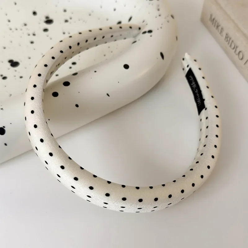 Retro Satin Polka Dot Sponge Headbands for Woman Fashion Temperament Hair Hoop Wash Face Hair Band Female Party Hair Accessories
