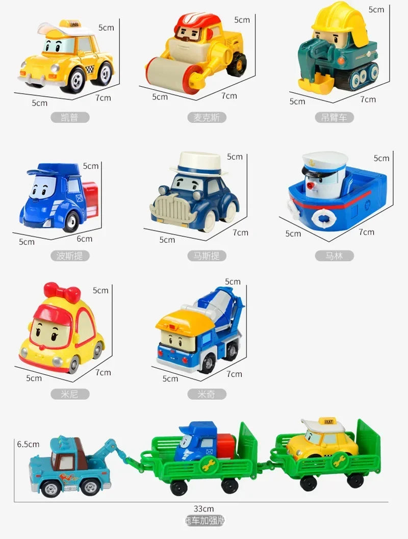19 Style Silverlit Robocar Korea Kids Toys Robot Roy Haley Anime Metal Action Figure Cartoon Toy Car for Children Best Gift