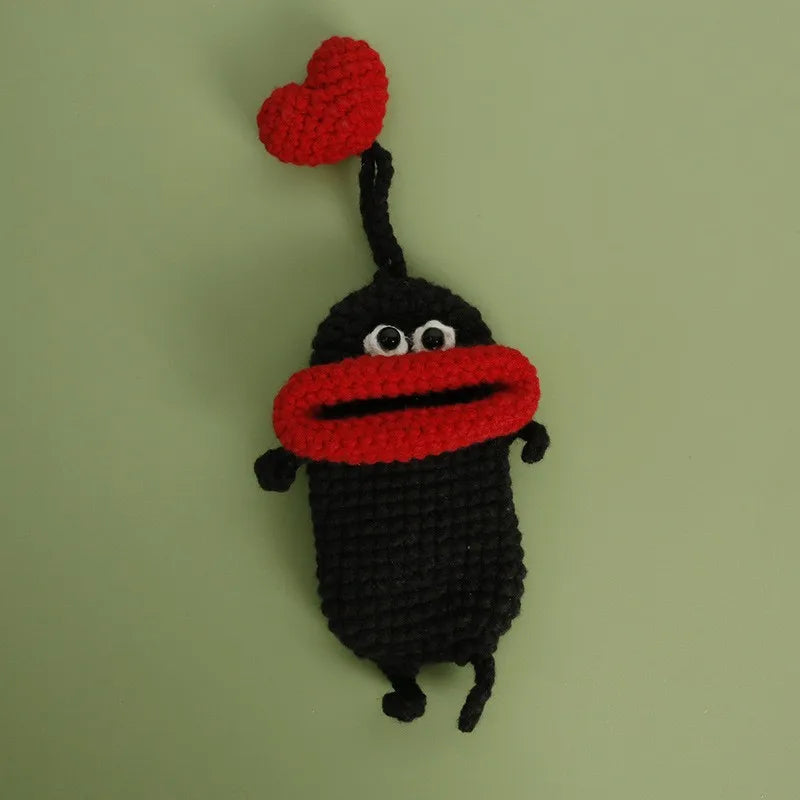 Funny Crochet Keychains Knitting Cute Sausage Mouth Doll Key Holder Knitted Storage Bag Keyrings For Car Keys Wholesale Custom