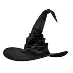 Halloween Witch Hat - Foldable Wizard Cosplay Headgear, Black Devil Cap for Adults Women Men, Party Costume & Decor