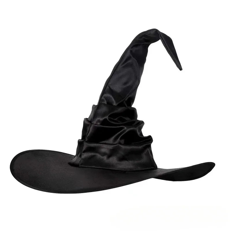 Halloween Witch Hat - Foldable Wizard Cosplay Headgear, Black Devil Cap for Adults Women Men, Party Costume & Decor