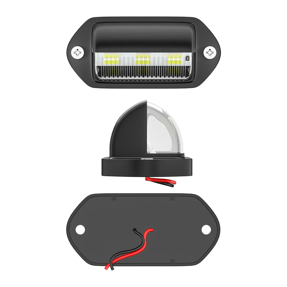 2pcs White LED License Plate Light 12V 24V DC Waterproof 6-SMD License Plate Lamp Taillight For Truck SUV Trailer