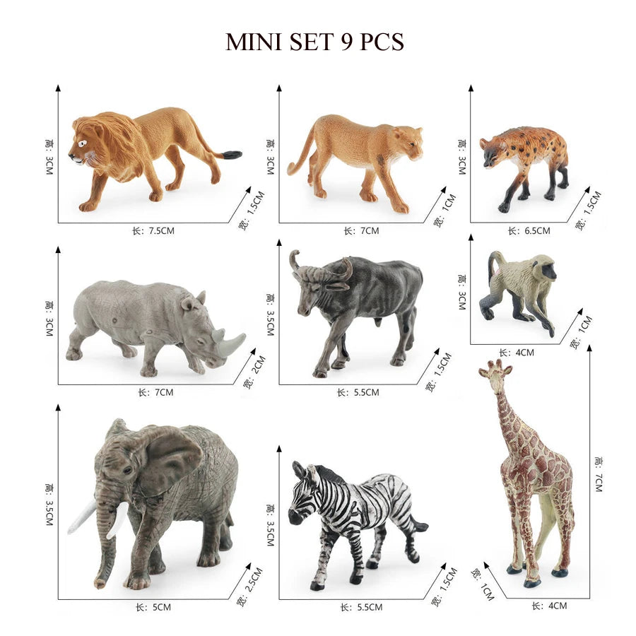 Simulation Mini  Farm Poultry Puppy Crocodile Pegasus Monkey Bird Wildlife Figurine Animal Model Sets Education Kid Toys