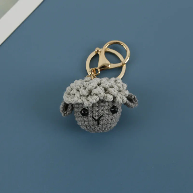 Cute Small Bear Couple Keychains Knitting Cartoon Bear Mini Animal Doll Keyrings Crochet Keychain Wholesale Custom Acceessories