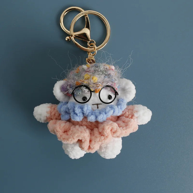 Cartoon Animal Doll Series Handmake Crochet Keychain Cute Sheep Doll Keyrings Crochet Puppy Keychains Gifts Custom Accessories