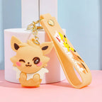 Eevee Keychain Evolution Set, Flareon Jolteon Vaporeon Plush Keychain, Pokémon Eeveelutions Key Ring for Fans