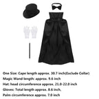 Kids Magician Role Play Costumes Outfit Boys Girls Halloween Magician Dress Up Cosplay Set  Top Hat Magic Cape Wand Gloves Kit