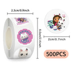 500pcs/Roll Cartoon Gabbys Dollhouse Roll Stickers Graffiti Luggage Suitcase Skateboard Phone Cute Sticker Children Decal Gifts