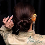Luminous Flower Hairpin For Women Creative Lotus Emit Light Lantern Tassel Hair Stick Vintage Chinese Style Metal Hair Accessory