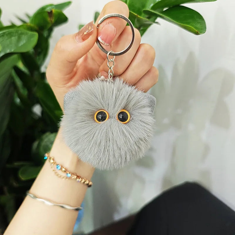 Blush Cat Ball Original Design Cartoon Handmade Plush Pendant Cat Keychain Girly Gift for Girls