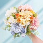 Artificial Rose Flowers Wedding Home Room Yard Decor Bridal Bouquet Garden Fake Silk Dahlia Hydrangeas Vase For Board Outdoors