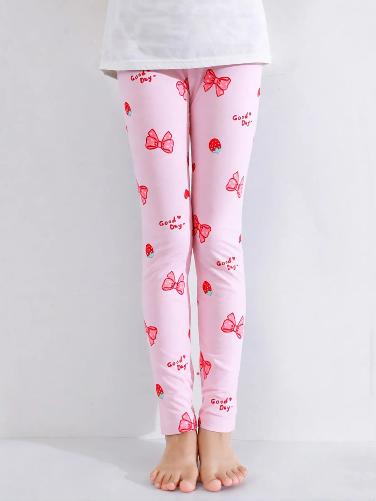 1 Pair of Cute Print Kids Baby Girl Leggings Spring Summer Children Stretch Slim Pants Suitable for 2-12 Years Girls Daily Wear