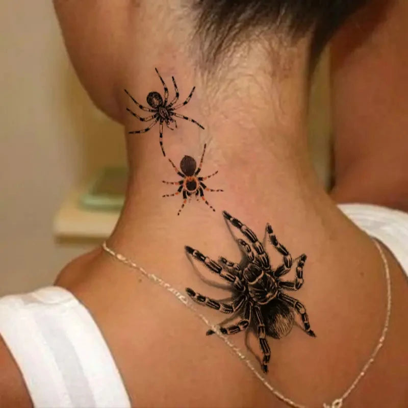 Halloween Spider Temporary Tattoo Stickers Waterproof Fake Scary Tattoo Sticker for Party Festival Body Face Arm Makeup 8pattern