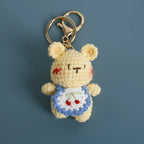 Cute Small Bear Keyrings For Couple Gifts Handmaking Knitted Bear Doll Keychain Animal Doll Crochet Keychain Custom Accessories