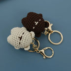 Cute Small Bear Couple Keychains Knitting Cartoon Bear Mini Animal Doll Keyrings Crochet Keychain Wholesale Custom Acceessories